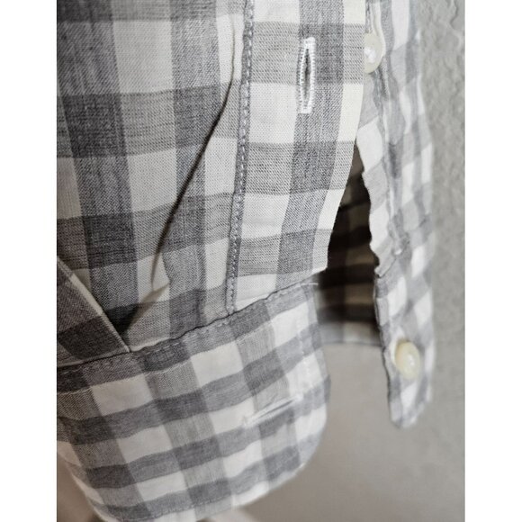 J. Crew Mens Size XL Slim Fit Stretch Organic Cotton Gray White Gingham Check - Picture 4 of 7